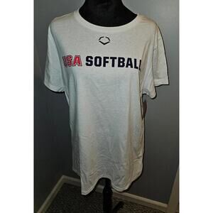 USA Softball EvoShield Baseball T- Shirt Women's XL White Crew Neck Pullover NWT